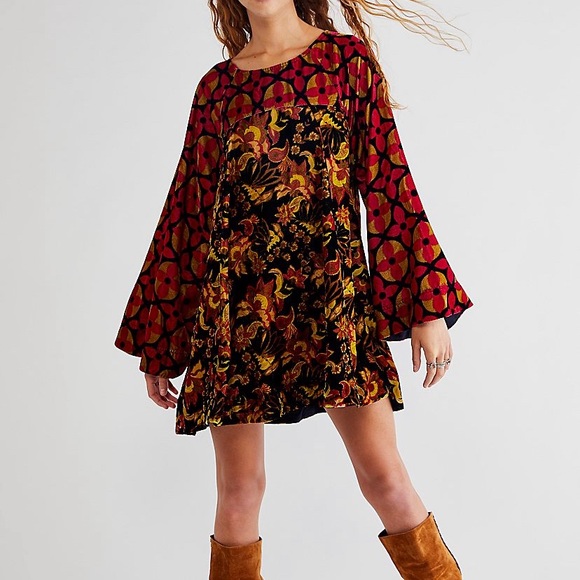 Free People Dresses Mary Mod Velvet Mini Poshmark